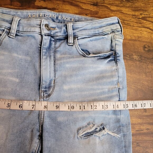 American Eagle Jeans 8 R Next Level Stretch Super Hi Rise Jegging Ripped Patched - Picture 8 of 11